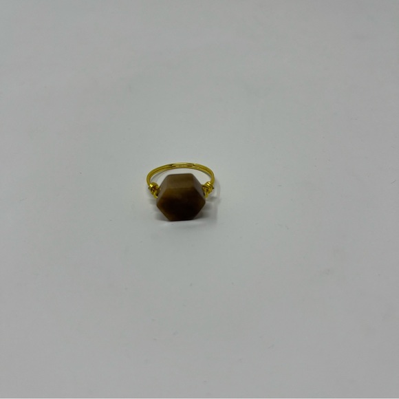 OCTAGON STATEMENT RING BROWN AND GOLD SIZE 7 - Picture 10 of 10